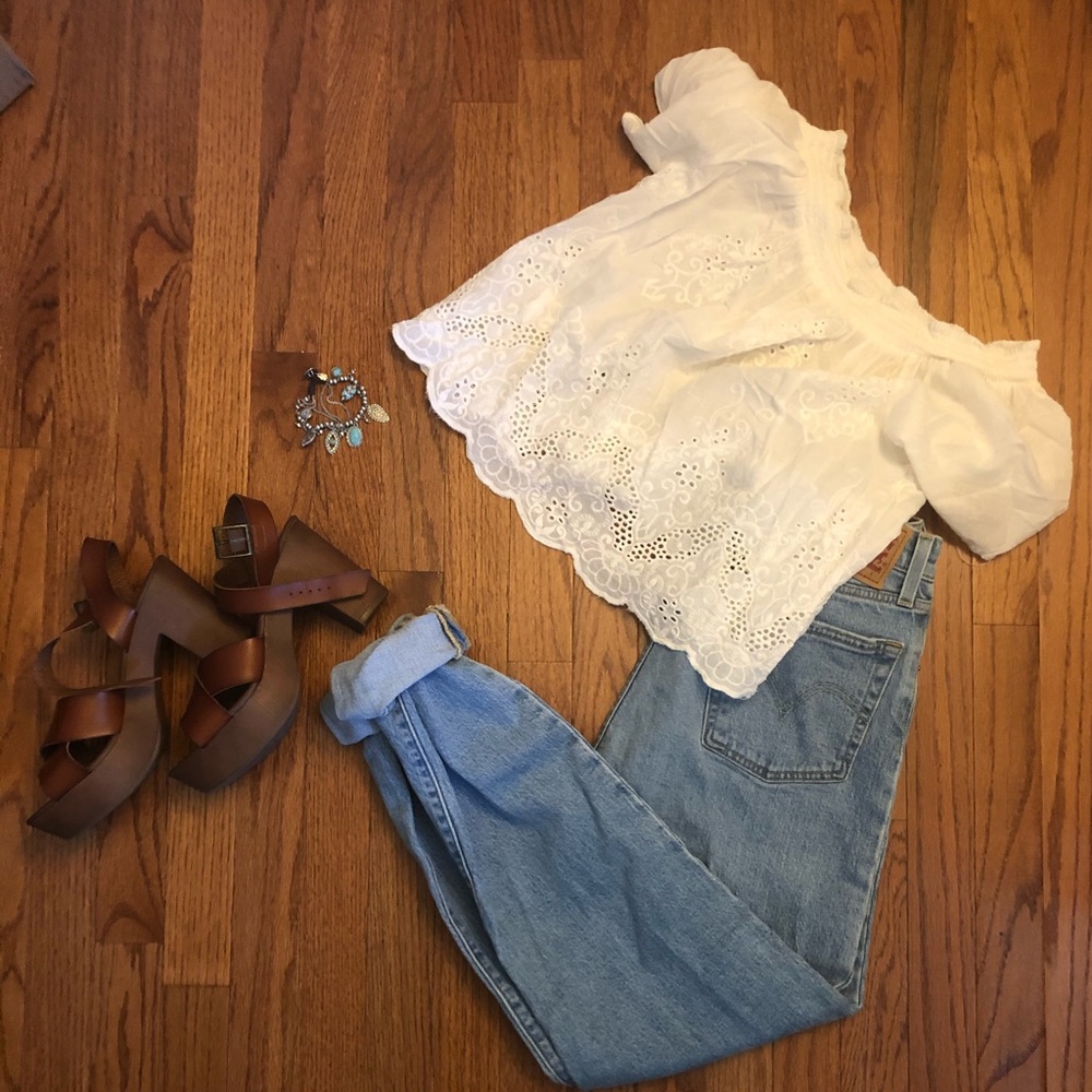 White off the shoulder shirt